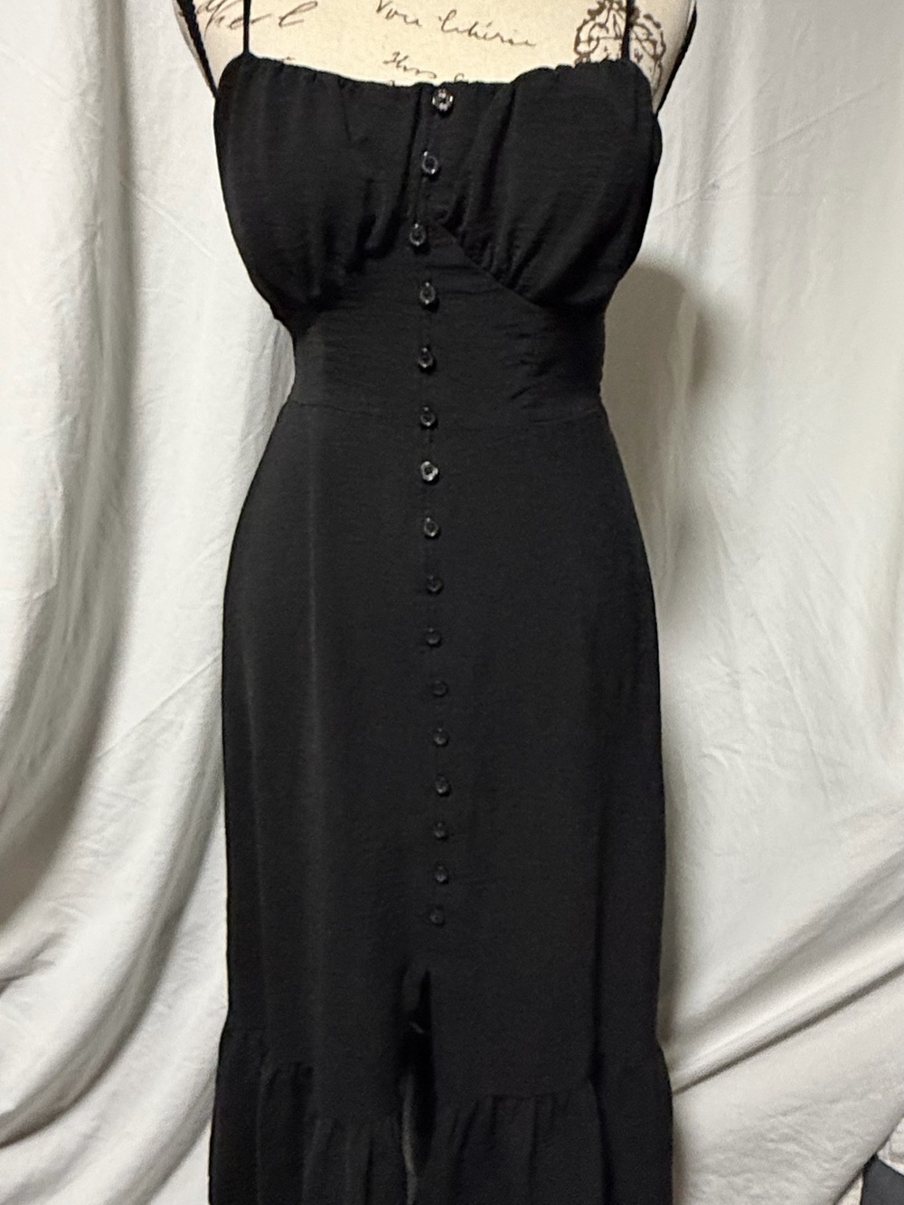 NO BOUNDARIES Black Button Front Milkmaid Bustier Midi Dress XS